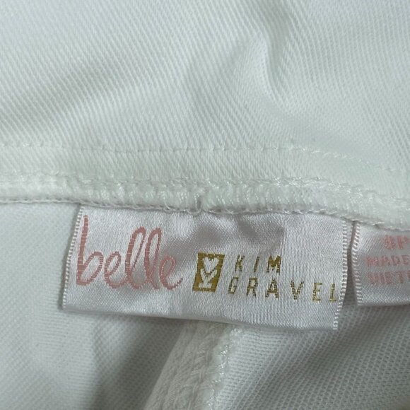 Belle By Kim Gravel White Capri Pants Size 8P Cotton Blend Stretch a0216 - Picture 4 of 10